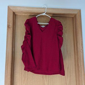 LOFT Shirred Puff Sleeve Long Sleeve Top, XL